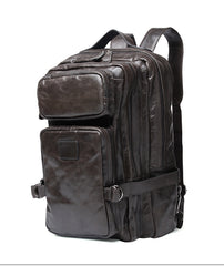 Cool Coffee Leather Mens Backpacks Large Large Travel Backpacks for Men