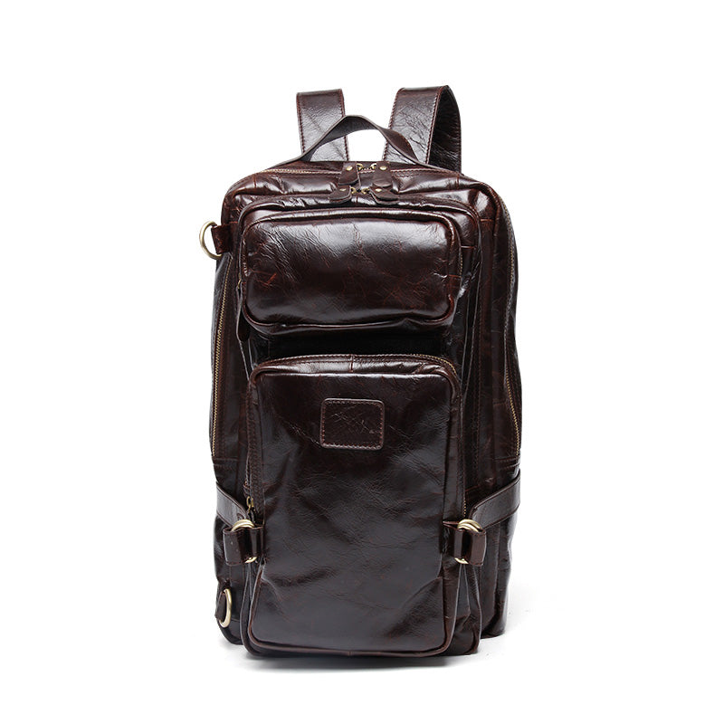 Cool Coffee Leather Mens Backpacks Large Large Travel Backpacks for Men