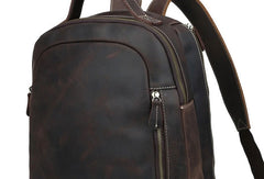 Cool Coffee Leather Mens Backpack Large Vintage Large Travel Backpack for Men