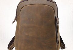 Cool Coffee Leather Mens Backpack Large Vintage Large Travel Backpack for Men