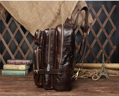 Cool Coffee Leather Mens Backpacks Large Large Travel Backpacks for Men
