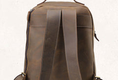 Cool Coffee Leather Mens Backpack Large Vintage Large Travel Backpack for Men
