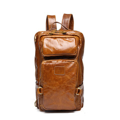 Cool Coffee Leather Mens Backpacks Large Large Travel Backpacks for Men
