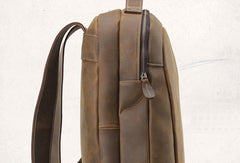 Cool Coffee Leather Mens Backpack Large Vintage Large Travel Backpack for Men