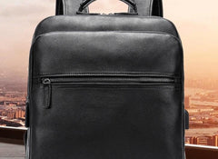Cool Leather Black Mens Backpacks Vintage School Backpack Travel Backpack Bags for Men