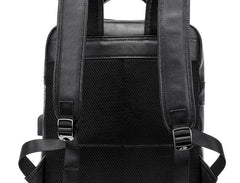 Cool Leather Black Mens Backpacks Vintage School Backpack Travel Backpack Bags for Men
