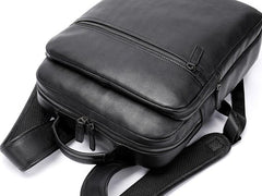 Cool Leather Black Mens Backpacks Vintage School Backpack Travel Backpack Bags for Men