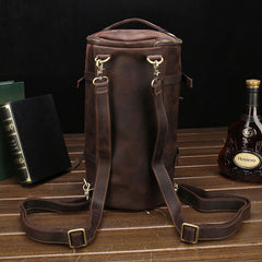 Cool Leather Mens Barrel Shoulder Bags Backpack Travel Bag for Men