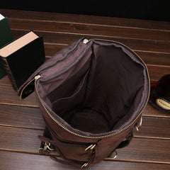 Cool Leather Mens Barrel Shoulder Bags Backpack Travel Bag for Men