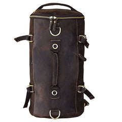 Cool Leather Mens Barrel Shoulder Bags Backpack Travel Bag for Men