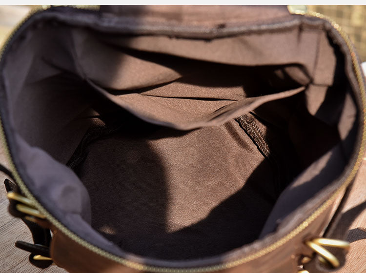 Cool Leather Mens Barrel Shoulder Bags Backpack Travel Bag for