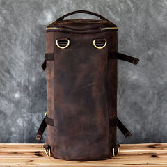 Cool Leather Mens Barrel Shoulder Bags Backpack Travel Bag for Men