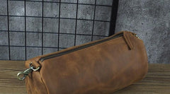 Cool Leather Mens Barrel Side Bag Bucket Shoulder Bag Messenger Bag for Men