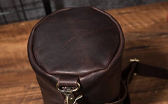 Cool Leather Mens Barrel Side Bag Bucket Shoulder Bag Messenger Bag for Men