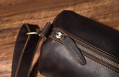 Cool Leather Mens Barrel Side Bag Bucket Shoulder Bag Messenger Bag for Men