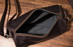 Cool Leather Mens Barrel Side Bag Bucket Shoulder Bag Messenger Bag for Men