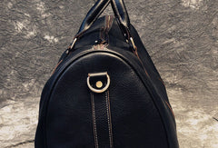 Cool Leather Mens Black Weekender Bag Travel Bag Duffle Bag for men