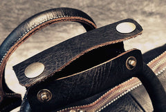 Cool Leather Mens Black Weekender Bag Travel Bag Duffle Bag for men