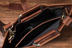 Cool Leather Mens Briefcase 13inch Laptop Bag Work Handbag Business Bags for Men