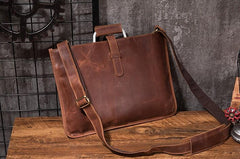 Cool Leather Mens Briefcase 13inch Laptop Bag Work Handbag Business Bags for Men