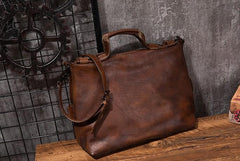 Cool Leather Mens Briefcase 14inch Laptop Bag Work Handbag Shoulder Bag Business Bag for Men