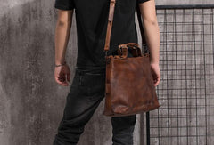 Cool Leather Mens Briefcase 14inch Laptop Bag Work Handbag Shoulder Bag Business Bag for Men