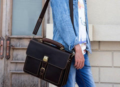 Leather Mens Briefcase Business Briefcase Vintage Shoulder Bags Handbags for men