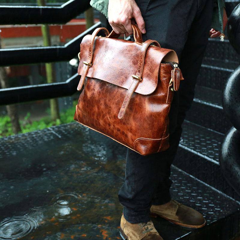 Cool Leather Mens Briefcase Messenger Bags Handbag Shoulder Bag for men