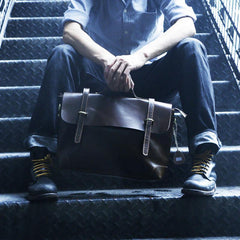 Cool Leather Mens Briefcase Messenger Bags Handbag Shoulder Bag for men