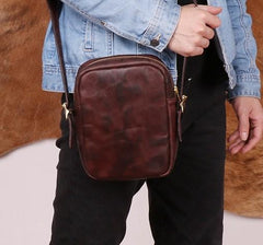 Cool Leather Mens Small Messenger Bag Small Shoulder Bag Crossbody Bags For Men
