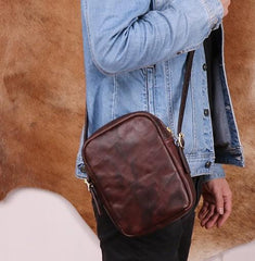 Cool Leather Mens Small Messenger Bag Small Shoulder Bag Crossbody Bags For Men