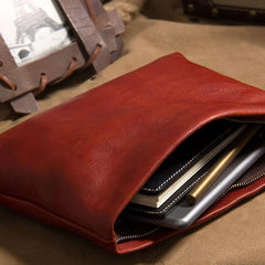 Leather Mens Clutch Wristlet Wallet Brown Zipper Clutch Wallet for Men