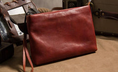 Leather Mens Clutch Wristlet Wallet Brown Zipper Clutch Wallet for Men