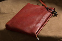 Leather Mens Clutch Wristlet Wallet Brown Zipper Clutch Wallet for Men