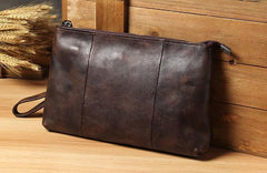 Cool Leather Mens Clutch Wallet Wristlet Wallet Vintage Zipper Clutch for Men