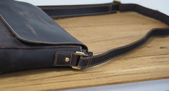Cool Leather Mens Coffee Messenger Bag Side Bag Small Shoulder Bag for Men