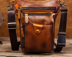 Cool Leather Mens BELT BAG Drop Leg Bag Belt Pouch Waist Bag Shoulder Bags For Men