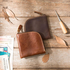 Cool Leather Mens Small Front Pocket Wallet Vintage billfold Wallets for Men