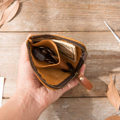 Cool Leather Mens Small Front Pocket Wallet Vintage billfold Wallets for Men