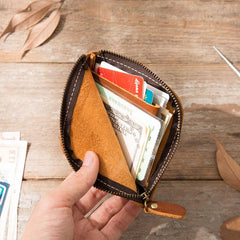 Cool Leather Mens Small Front Pocket Wallet Vintage billfold Wallets for Men
