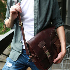Cool Leather Mens Large Messenger Bags Shoulder Bag for men