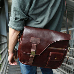 Cool Leather Mens Large Messenger Bags Shoulder Bag for men