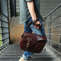 Cool Leather Mens Large Messenger Bags Shoulder Bag for men