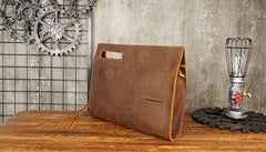 Cool Leather Mens Leather Large Clutch Wristlet Bag Shoulder Bag Side Bag for Men