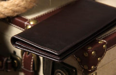 Cool Leather Mens Long Wallet Bifold Slim Long Wallet for Men