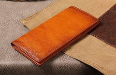 Cool Leather Mens Long Wallet Bifold Slim Long Wallet for Men