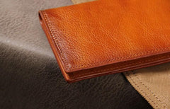 Cool Leather Mens Long Wallet Bifold Slim Long Wallet for Men