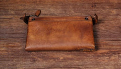 Cool Leather Mens Long Leather Wallet Bifold Vintage Brown Wallet for Men