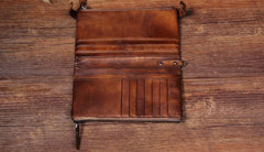 Cool Leather Mens Long Leather Wallet Bifold Vintage Brown Wallet for Men
