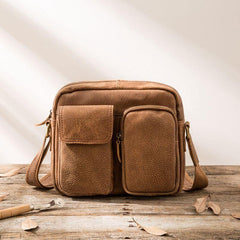 Cool Leather Mens Messenger Bags Small Shoulder Bags  for Men